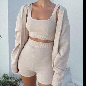 Sabo Skirt Cardigan and Cropped Tank Set